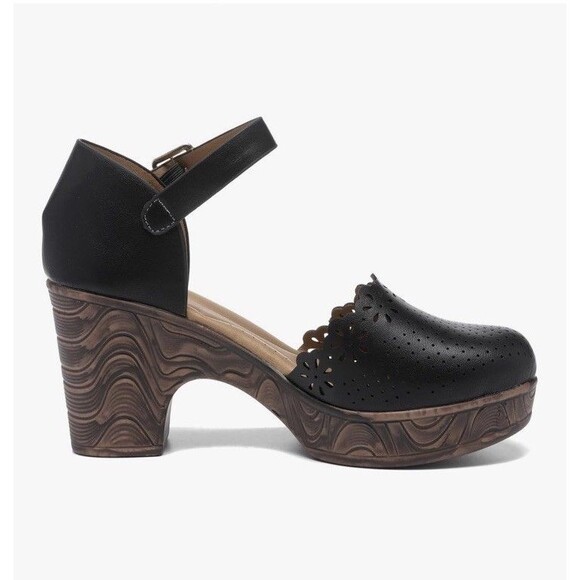 Altxic Women's Women Block chunky Heel sandals Ankle Strap Buckle Size 9 Black - Picture 4 of 12